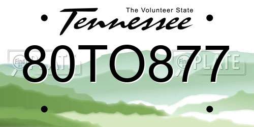 80TO877 Tennessee License Plate