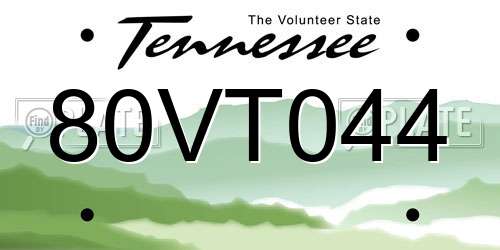 80VT044 Tennessee License Plate