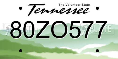 80ZO577 Tennessee License Plate
