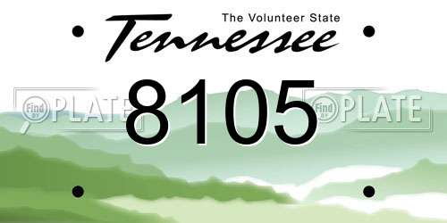 8105 Tennessee License Plate
