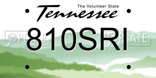 810SRI Tennessee License Plate