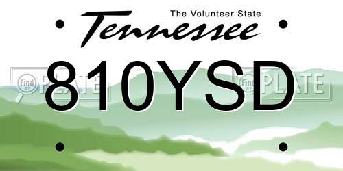 810YSD Tennessee License Plate