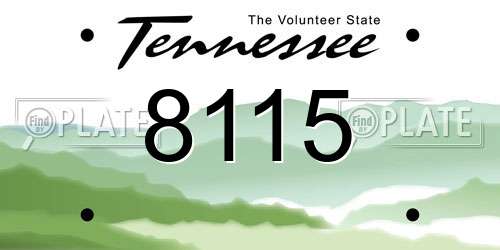 8115 Tennessee License Plate