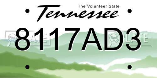 8117AD3 Tennessee License Plate