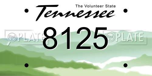 8125 Tennessee License Plate