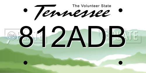 812ADB Tennessee License Plate