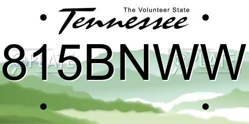 815BNWW Tennessee License Plate