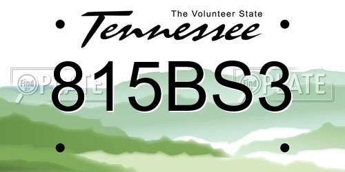 815BS3 Tennessee License Plate