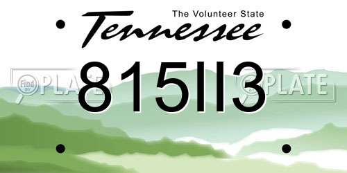 815II3 Tennessee License Plate