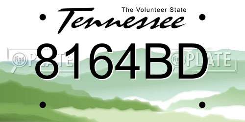 8164BD Tennessee License Plate
