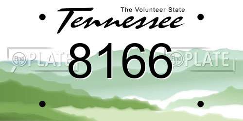 8166 Tennessee License Plate
