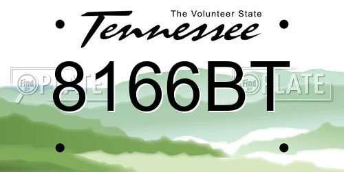 8166BT Tennessee License Plate