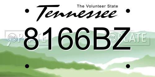 8166BZ Tennessee License Plate