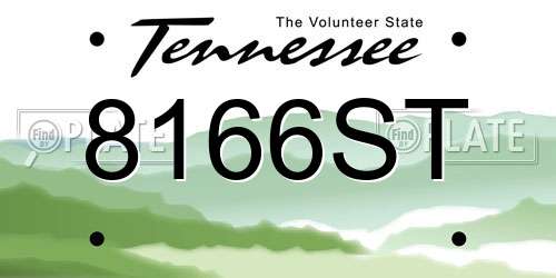 8166ST Tennessee License Plate