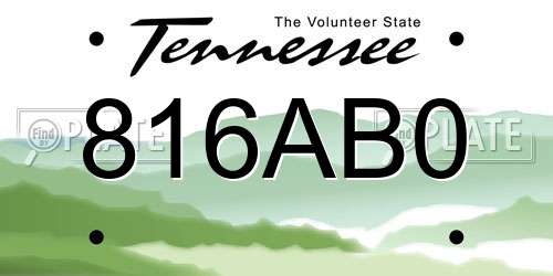 816AB0 Tennessee License Plate