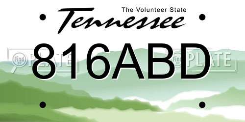 816ABD Tennessee License Plate