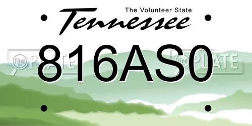 816AS0 Tennessee License Plate