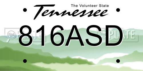 816ASD Tennessee License Plate