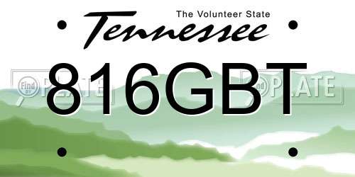 816GBT Tennessee License Plate