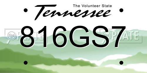 816GS7 Tennessee License Plate