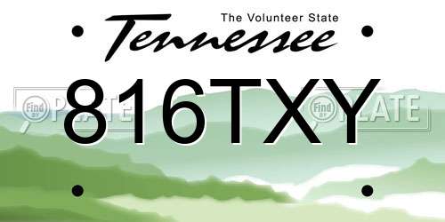 816TXY Tennessee License Plate
