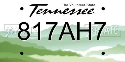 817AH7 Tennessee License Plate