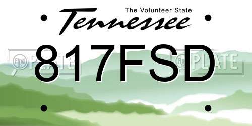 817FSD Tennessee License Plate