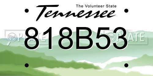 818B53 Tennessee License Plate