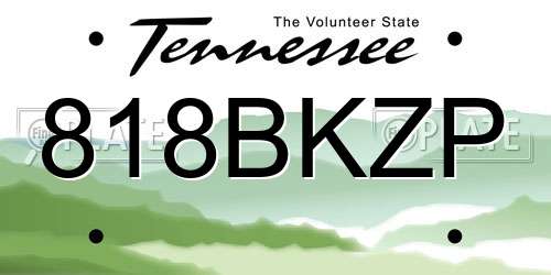 818BKZP Tennessee License Plate