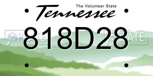 818D28 Tennessee License Plate