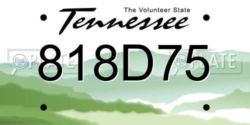 818D75 Tennessee License Plate