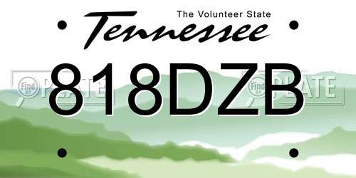 818DZB Tennessee License Plate