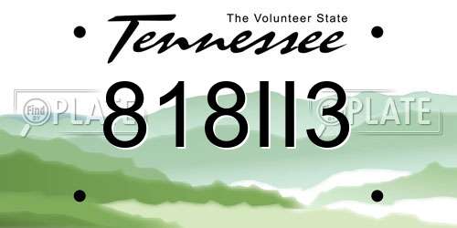 818II3 Tennessee License Plate
