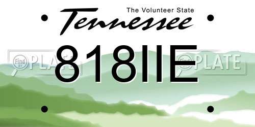 818IIE Tennessee License Plate