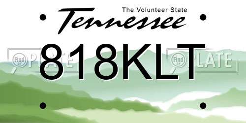 818KLT Tennessee License Plate