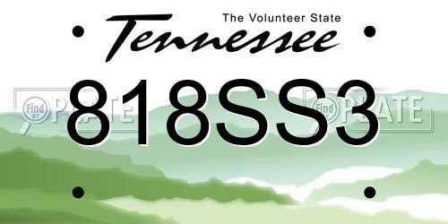 818SS3 Tennessee License Plate