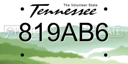 819AB6 Tennessee License Plate
