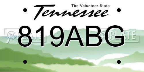 819ABG Tennessee License Plate