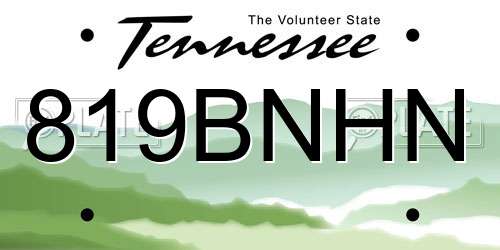 819BNHN Tennessee License Plate