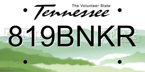 819BNKR Tennessee License Plate