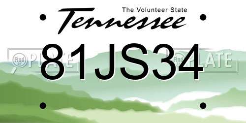 81JS34 Tennessee License Plate