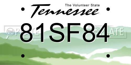 81SF84 Tennessee License Plate