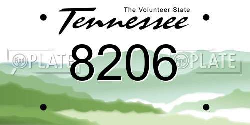 8206 Tennessee License Plate