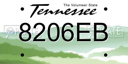 8206EB Tennessee License Plate