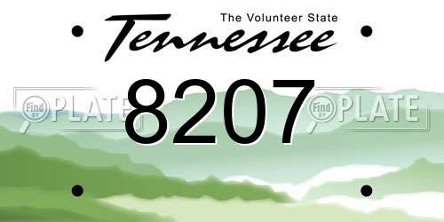 8207 Tennessee License Plate
