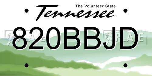 820BBJD Tennessee License Plate