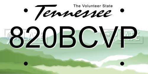 820BCVP Tennessee License Plate