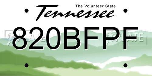 820BFPF Tennessee License Plate