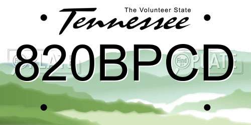 820BPCD Tennessee License Plate