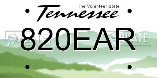 820EAR Tennessee License Plate